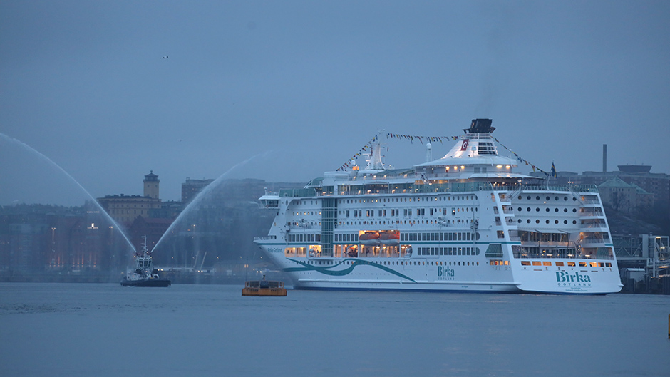 Birka Gotland getting a water salute