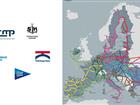 Map over TEN-T-network + logotypes for Swedish ports